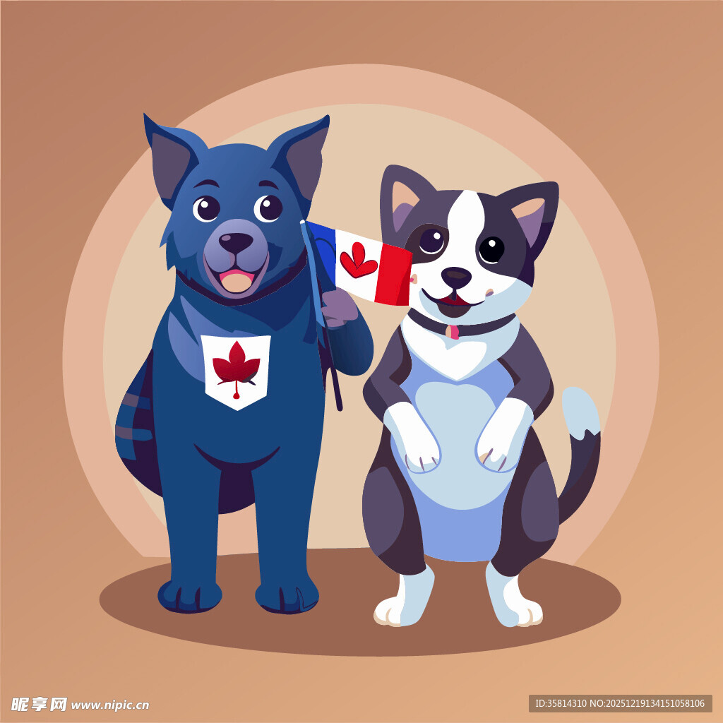 加拿大风的可爱狗狗形象