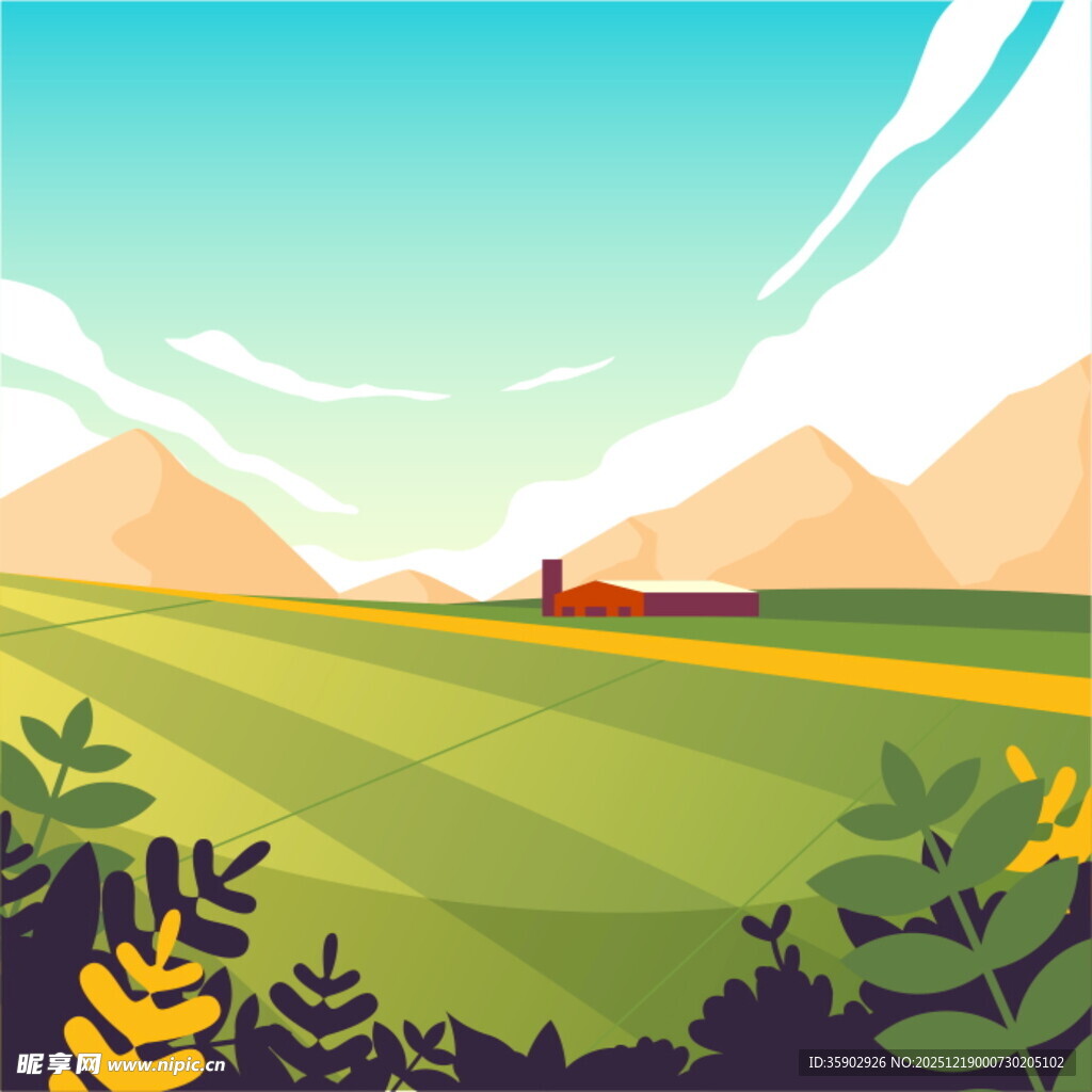 田园风光中的宁静农舍