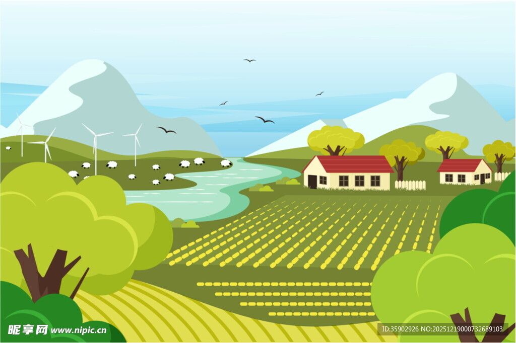 田园乡村美丽自然风光