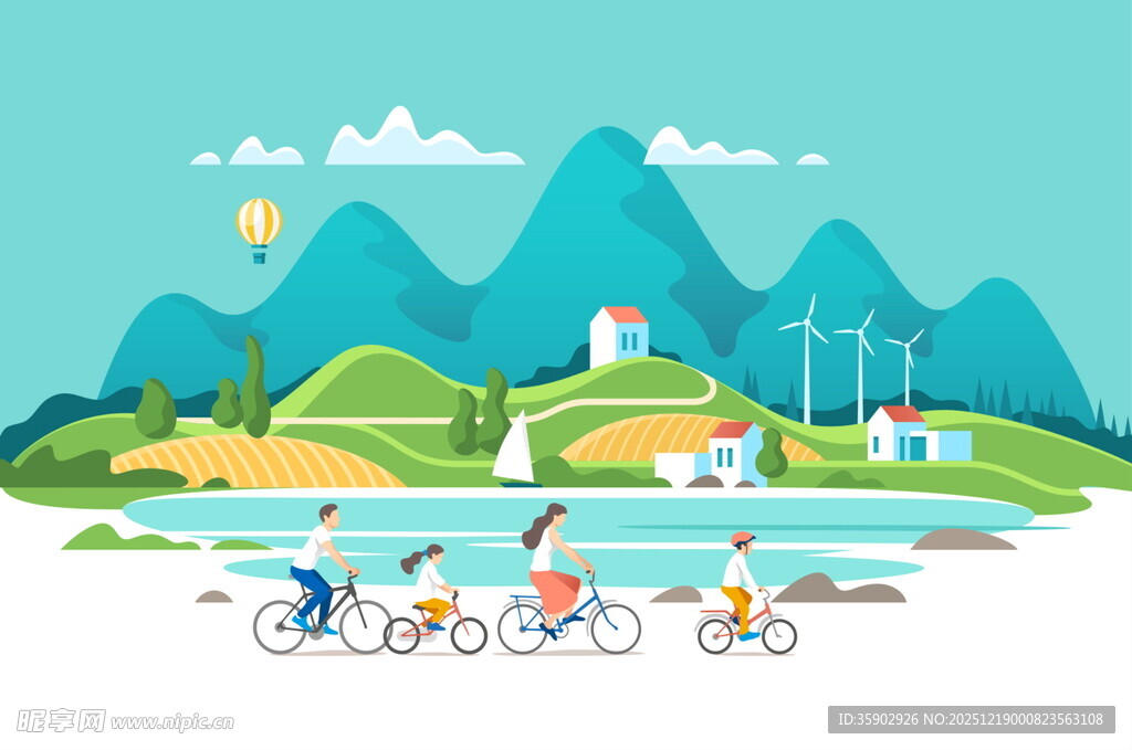 骑行于山水间的美好风景