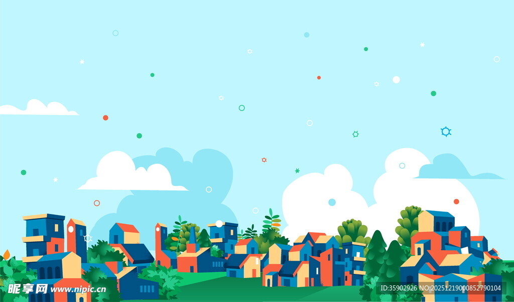 多彩城镇梦幻天空景象