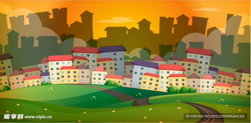 城市中的多彩建筑群