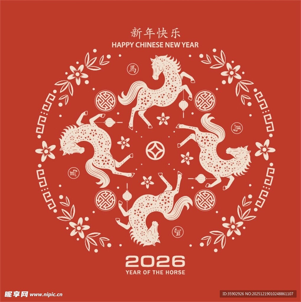 2026马年喜庆装饰图案