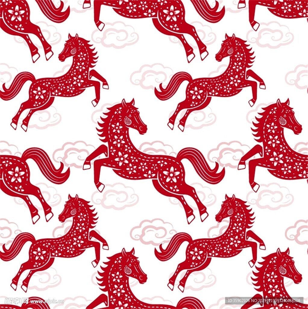 红色奔腾骏马图案背景