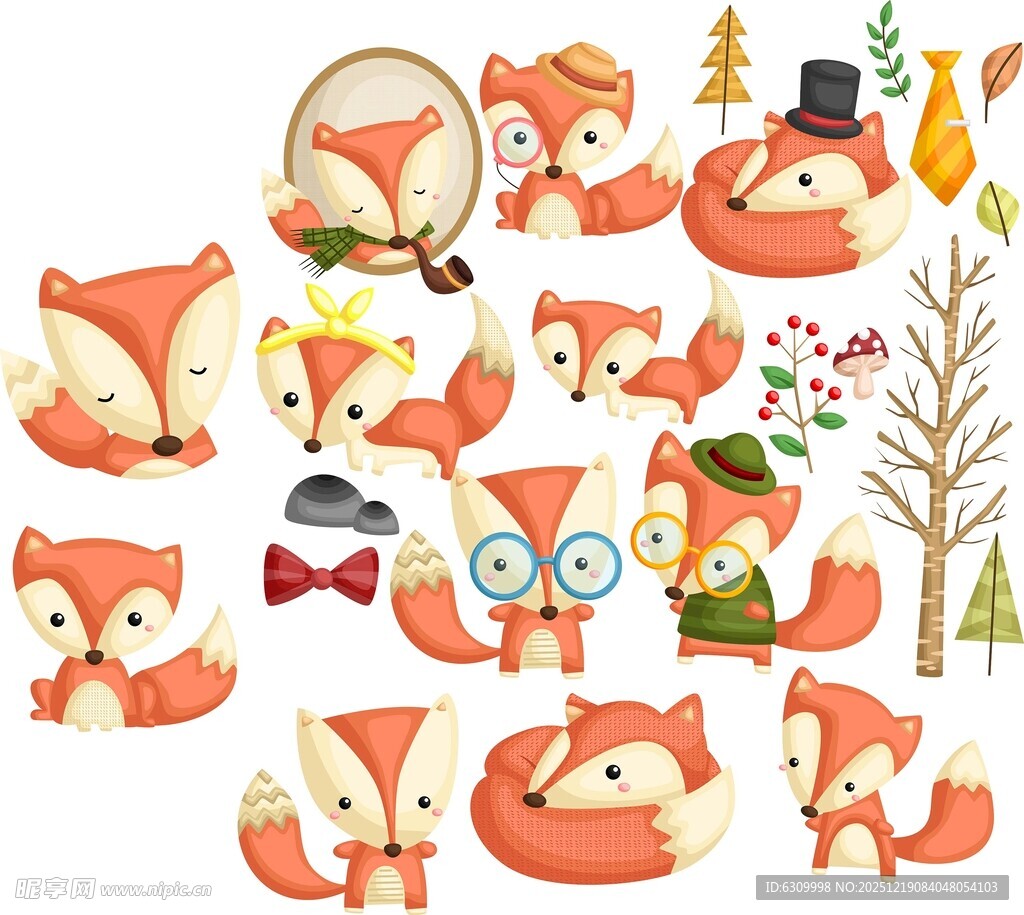 可爱狐狸卡通形象集合