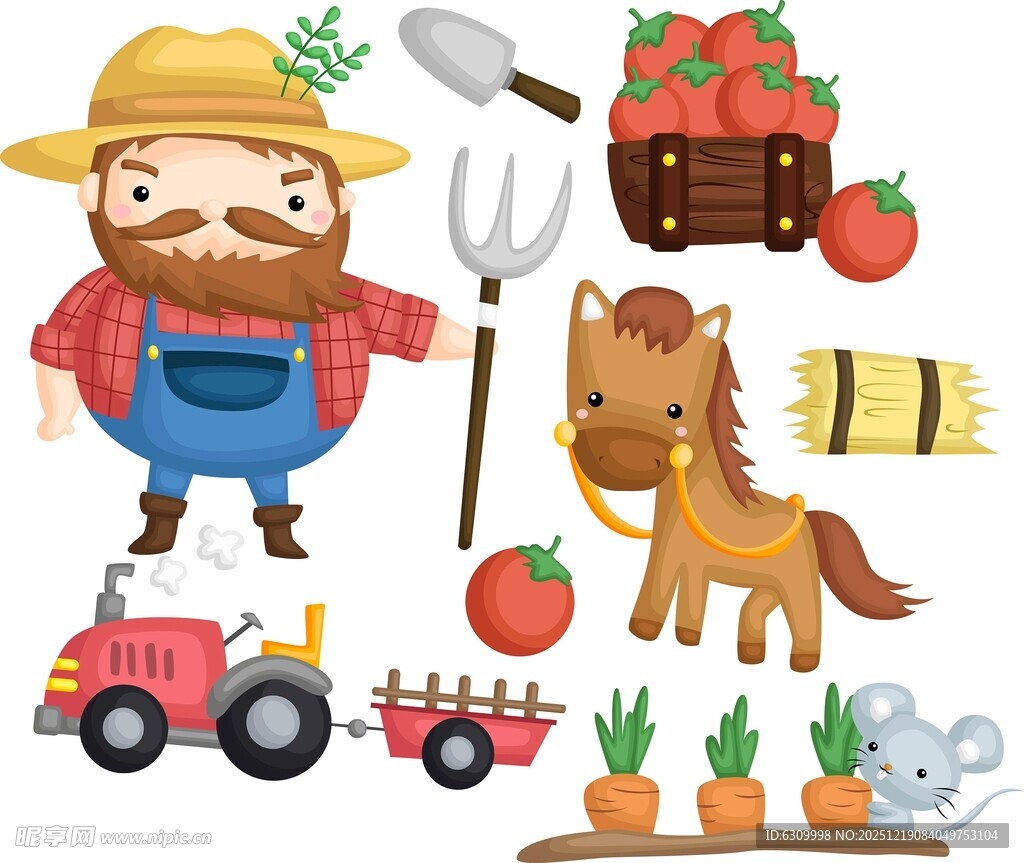 农场生活场景插画