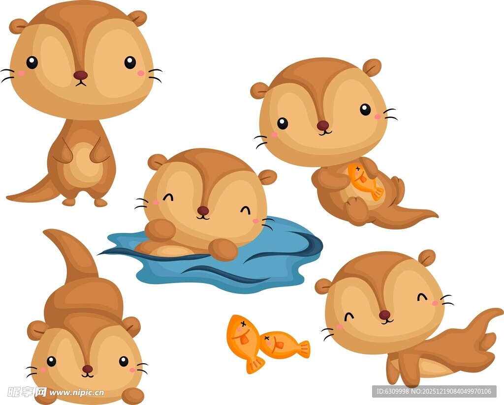 可爱水獭卡通形象集合