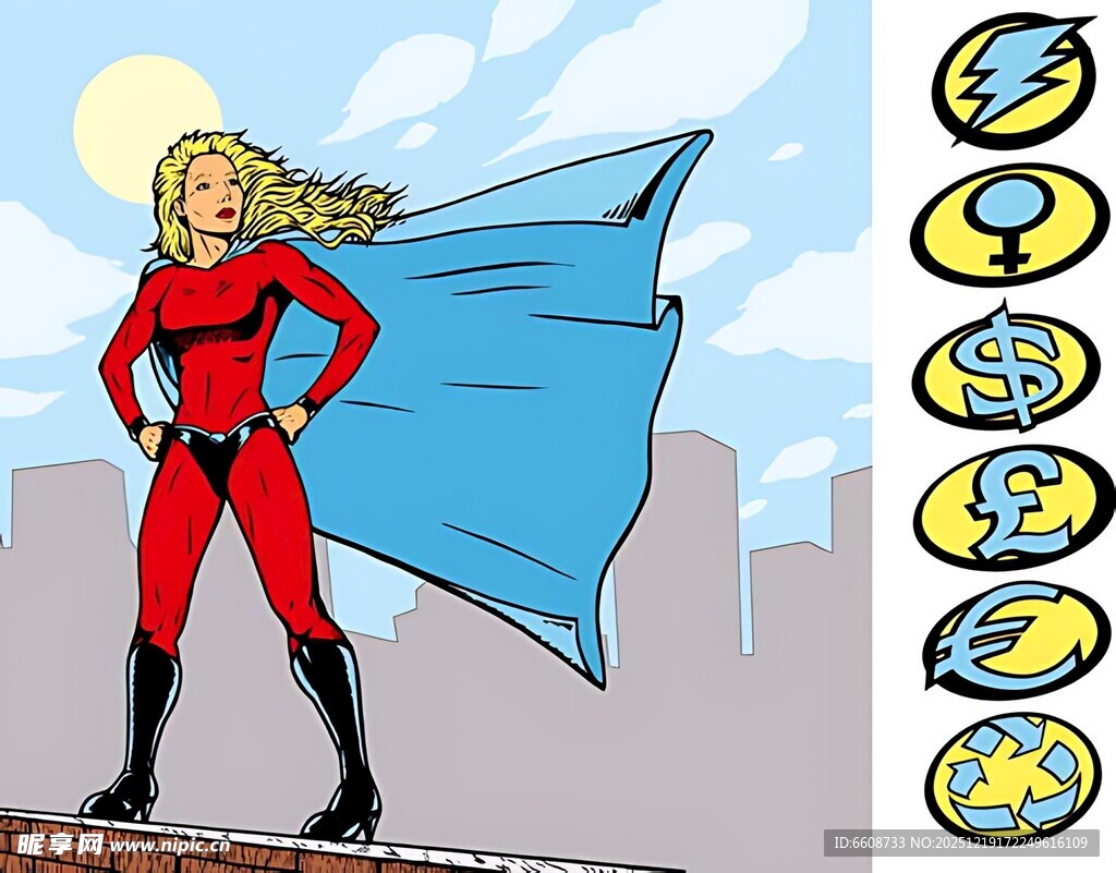 女超人形象英勇披风飘飘