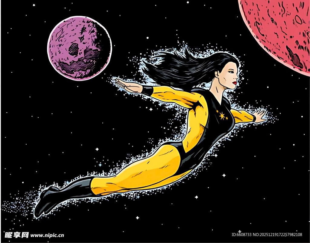 太空漫步的科幻女性形象