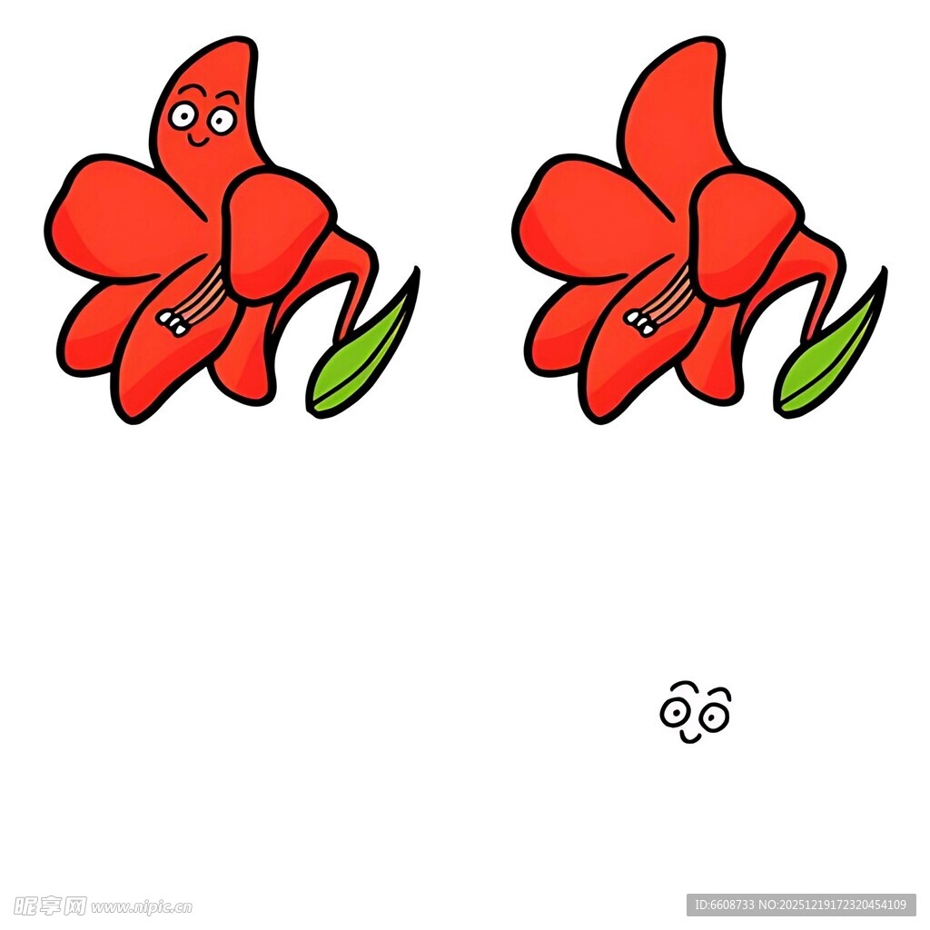 可爱红色花朵卡通图案