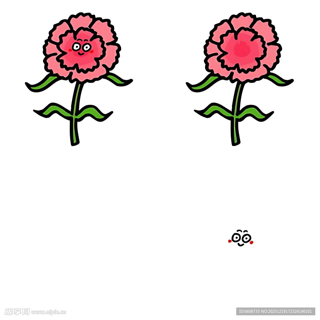 两朵手绘粉色花朵图案