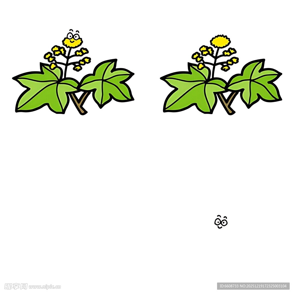 两朵卡通植物花朵图案