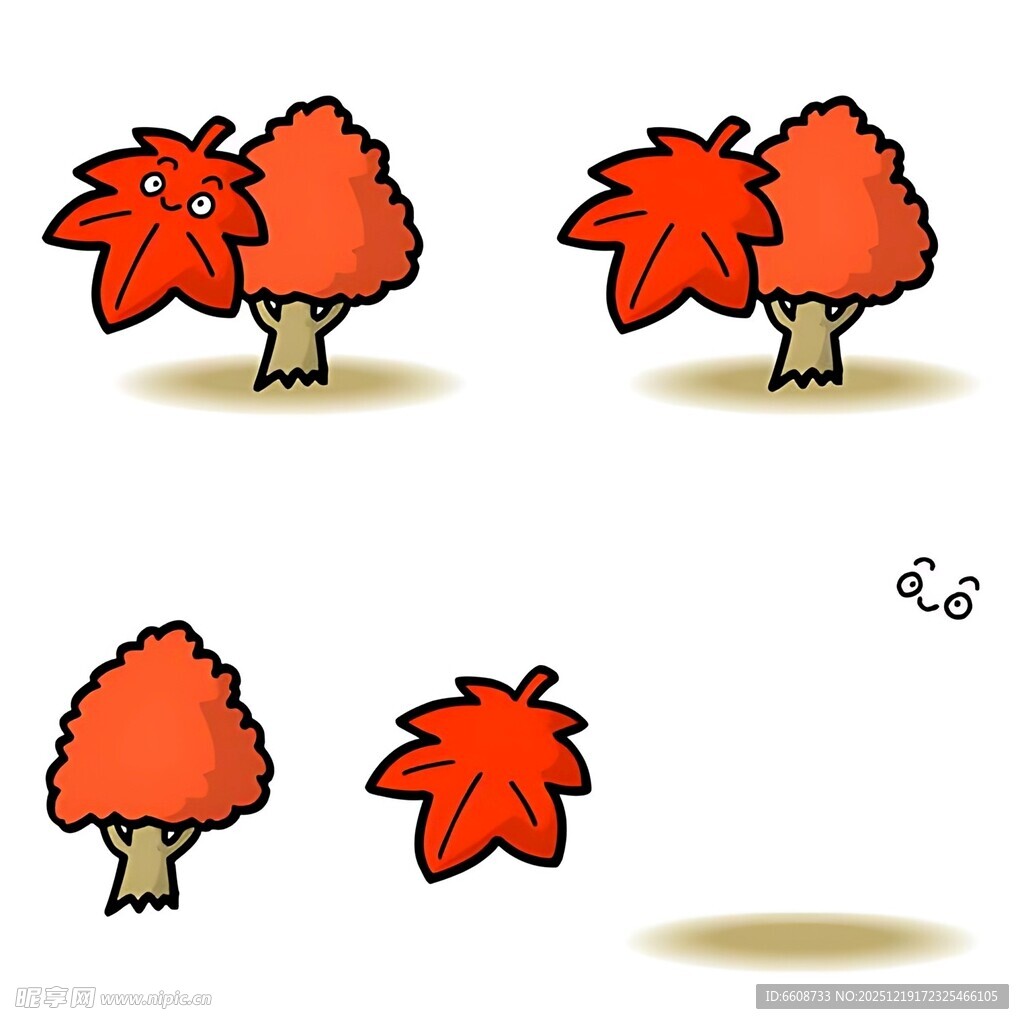 卡通风格红叶树木插画