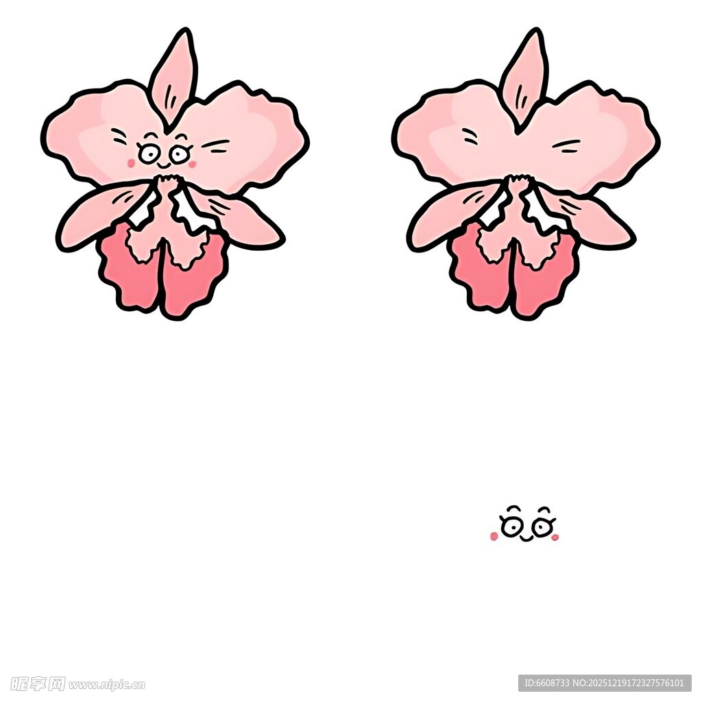 粉色花朵耳环设计图