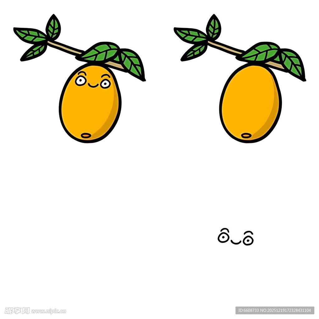 可爱拟人化黄果子插画