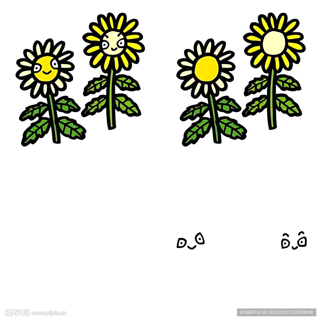 四朵向日葵简笔画图案