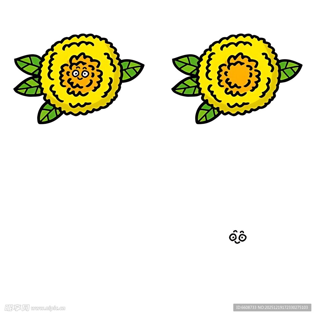 两朵黄色绣花图案