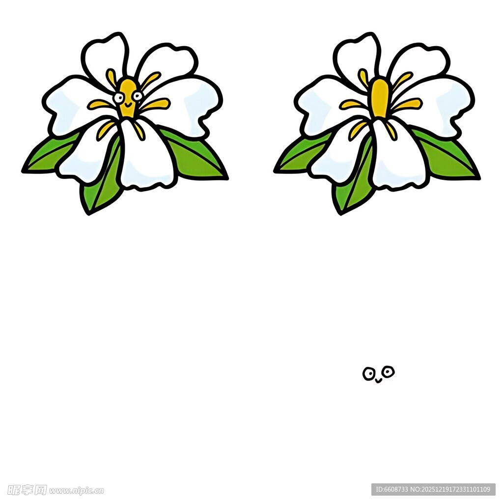 两朵简约手绘白色花朵