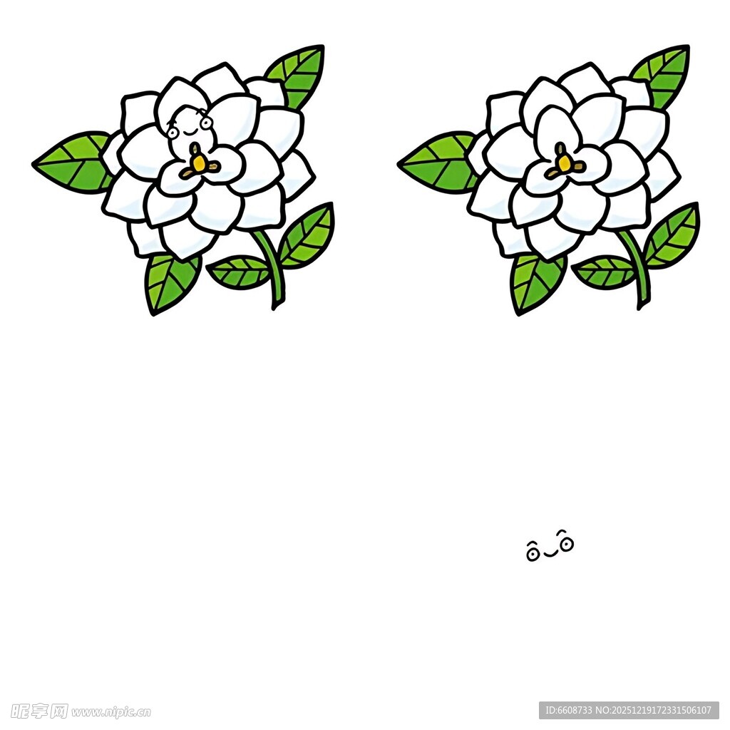 两朵手绘栀子花图案