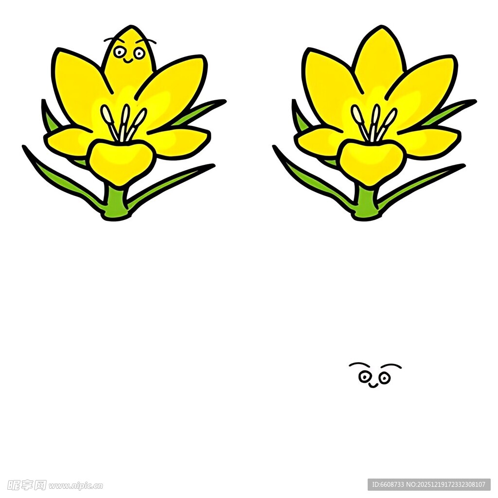 两朵黄色小花插画
