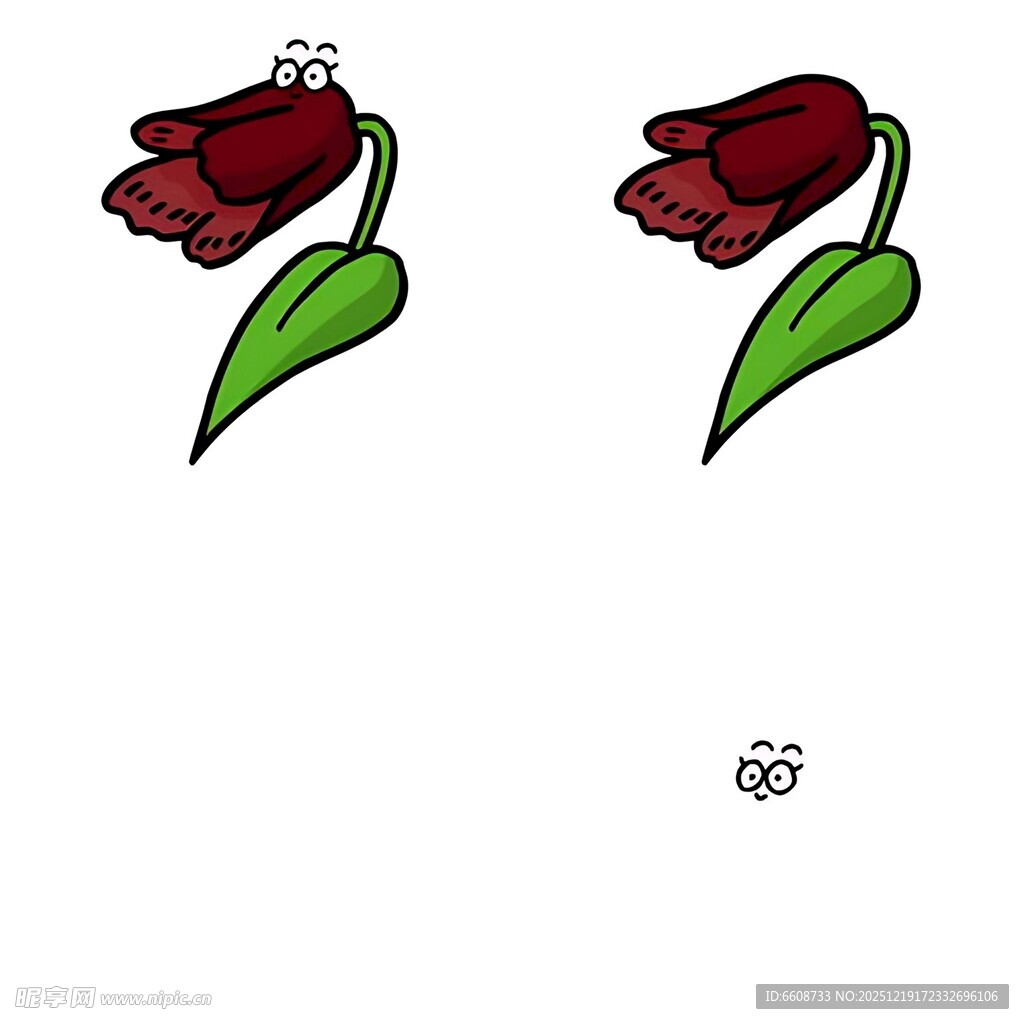 手绘红色花朵耳饰图案