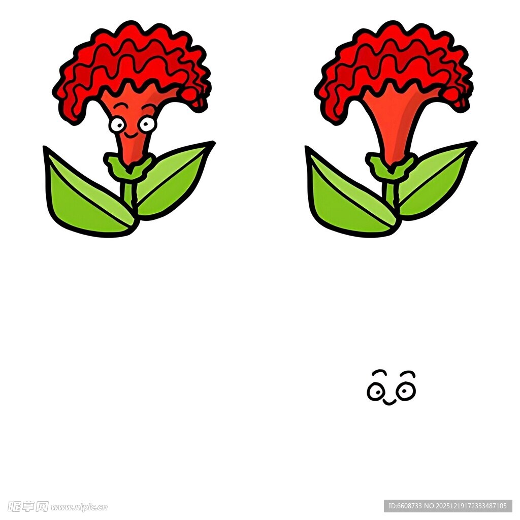 两朵红色花朵插画