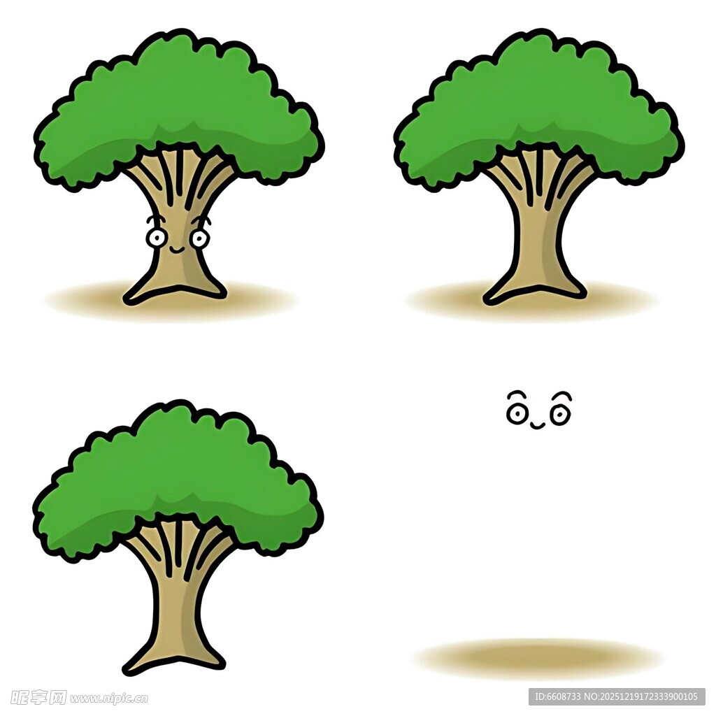 卡通树木生长阶段示意图