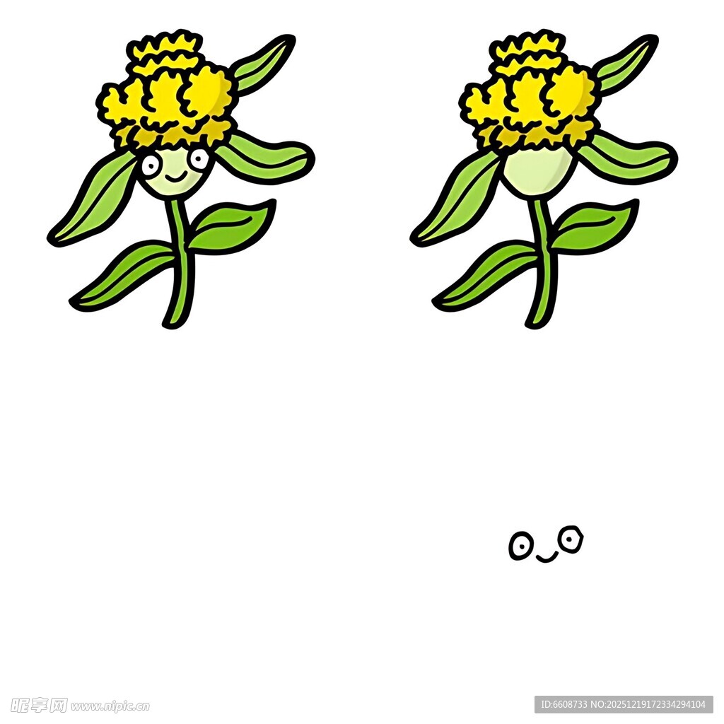 两朵黄色花朵插画图案