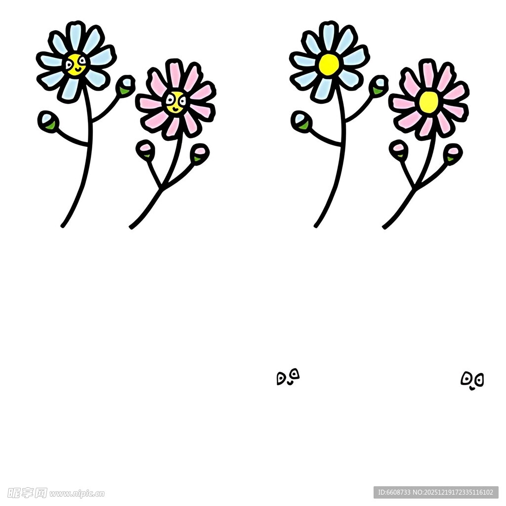 手绘简约小花图案设计