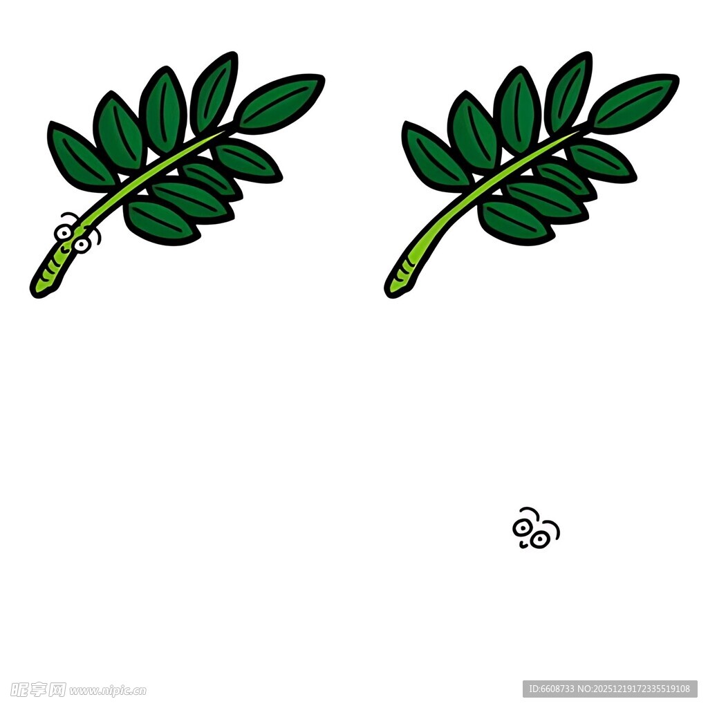 两片绿叶插画图案