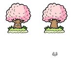 两棵粉色樱花树插画