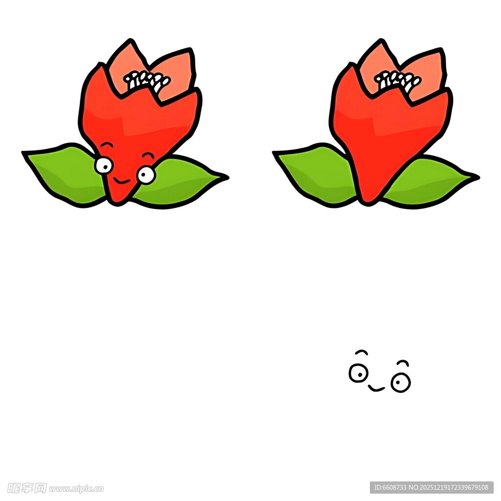 两朵卡通花朵简笔画