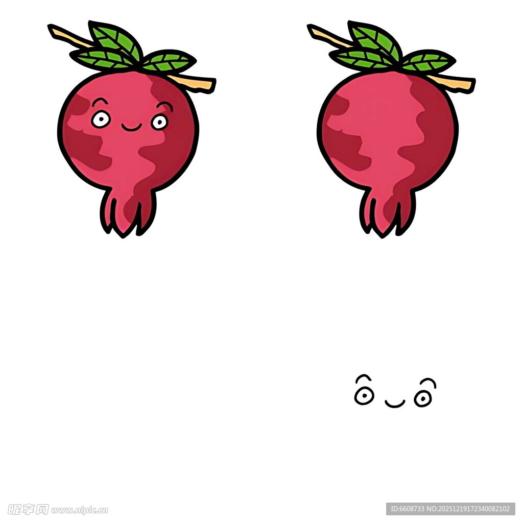 可爱拟人化石榴插画形象