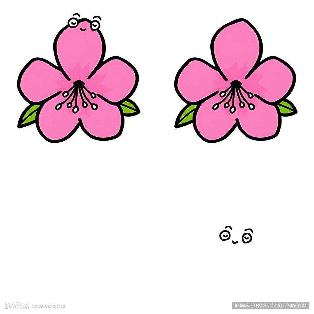 两朵粉色花朵插画