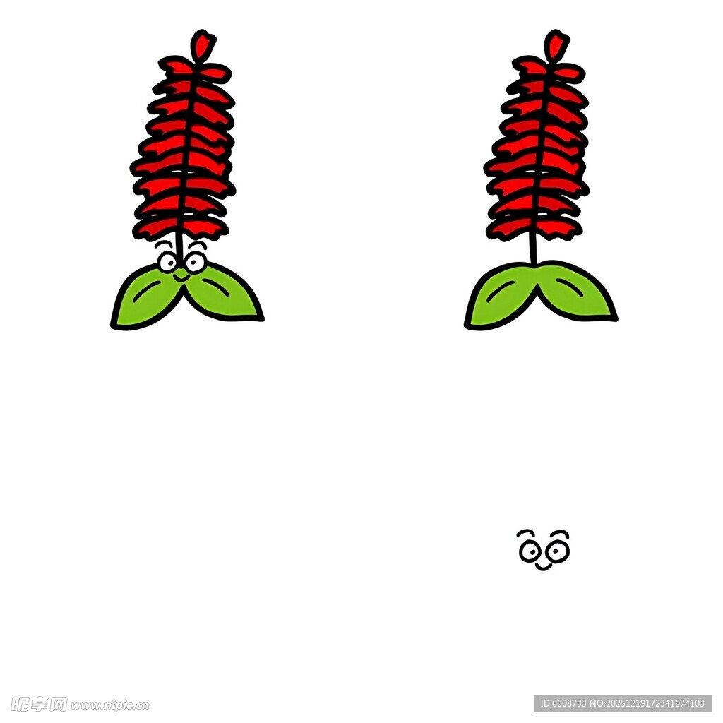 两株红色花朵插画