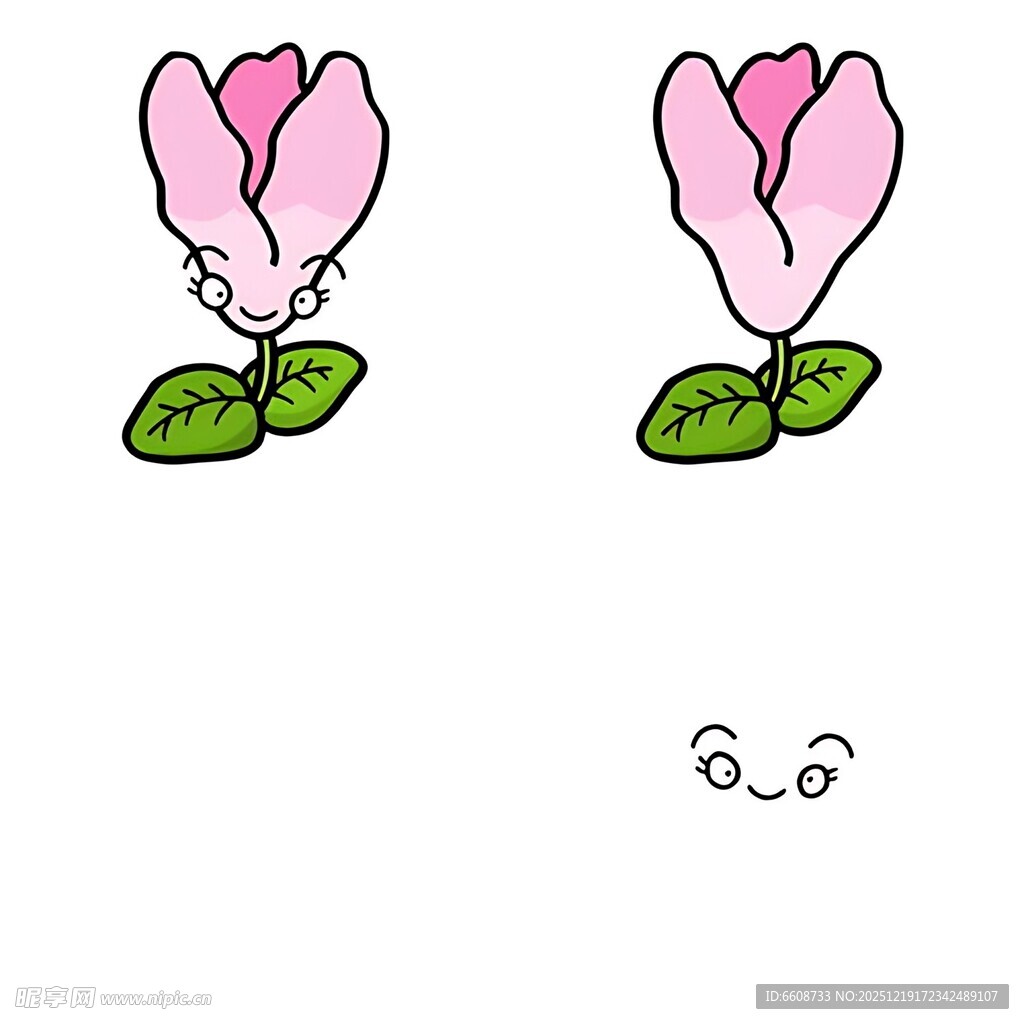 卡通粉色花朵耳环设计图