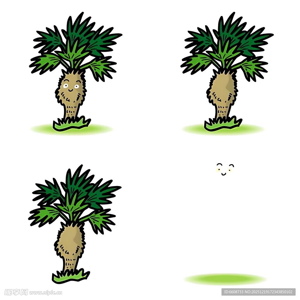 卡通棕榈树生长动画元素