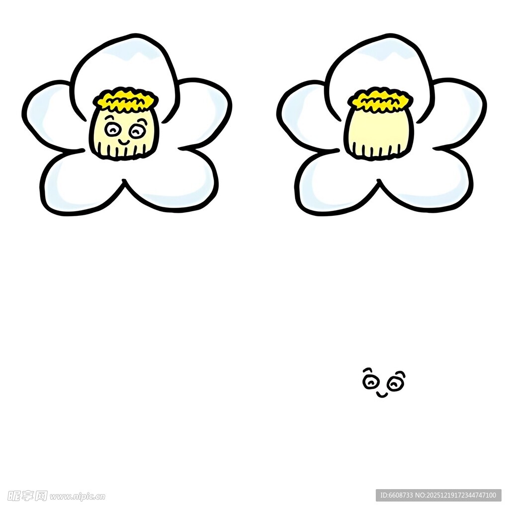 两朵卡通小花插画