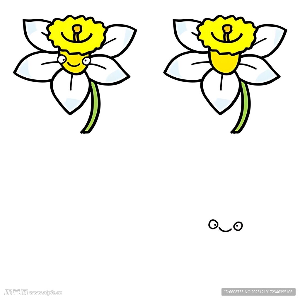 两朵简约风格水仙花插画