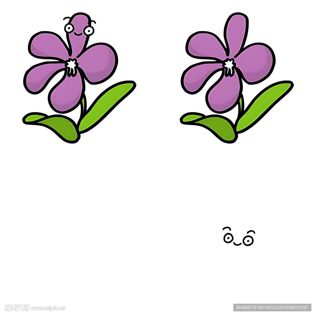 两朵紫色小花插画