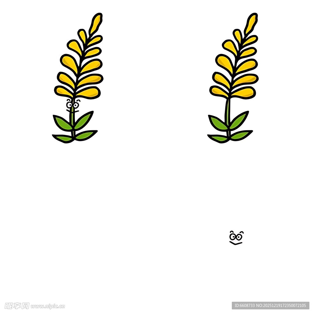 两株简约风格的黄色植物