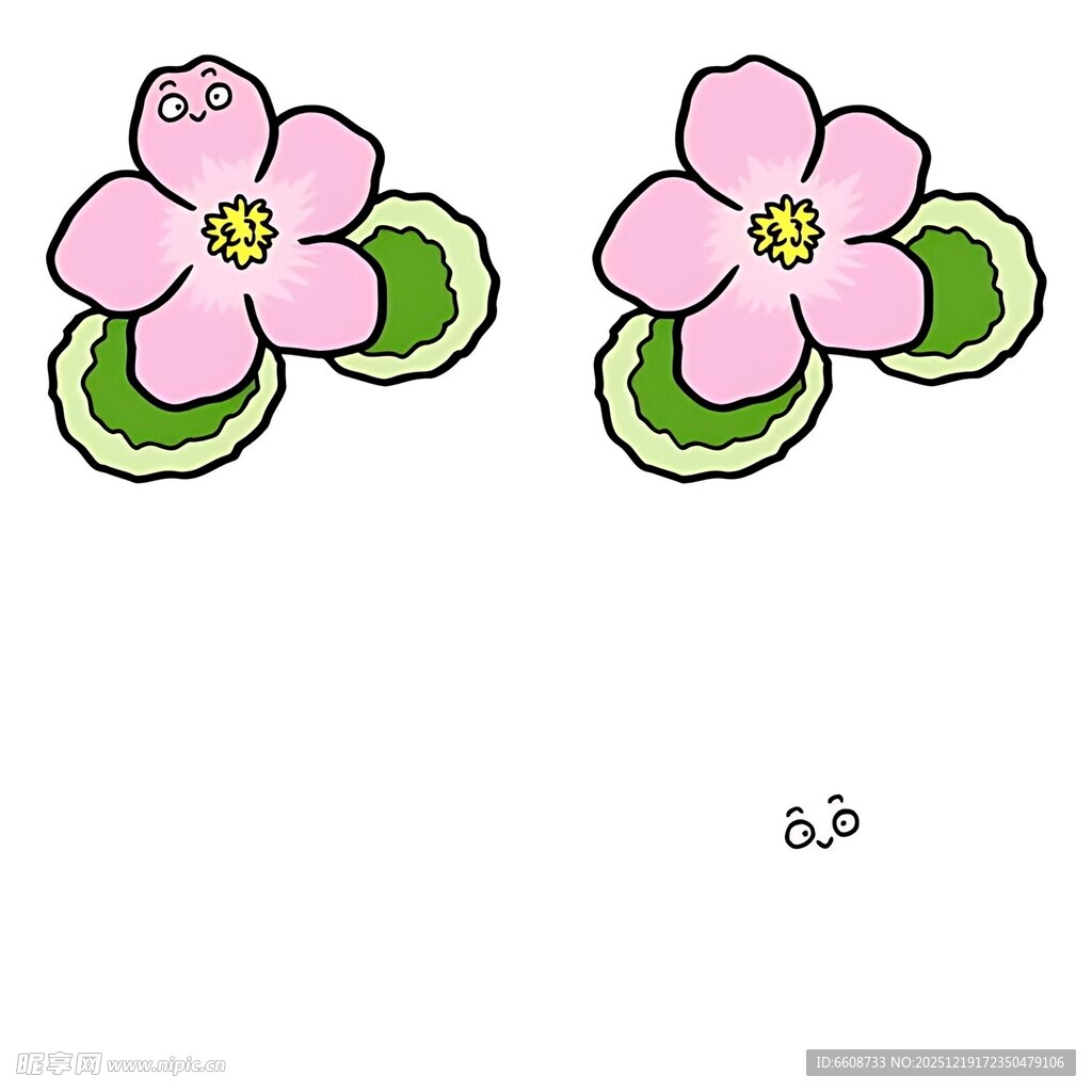 两朵粉色花朵插画