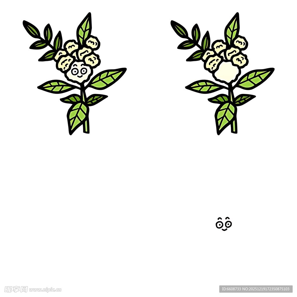 花朵绿叶图案精致耳环