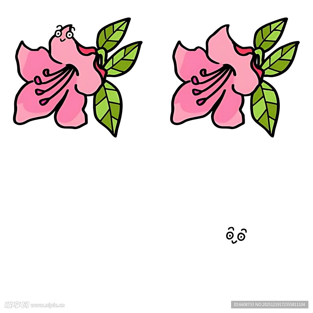 两朵粉色花朵插画