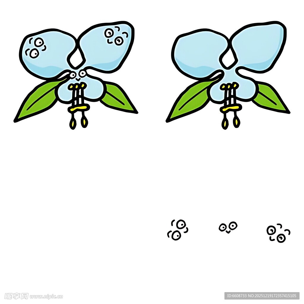 卡通蝴蝶与脚印图案设计