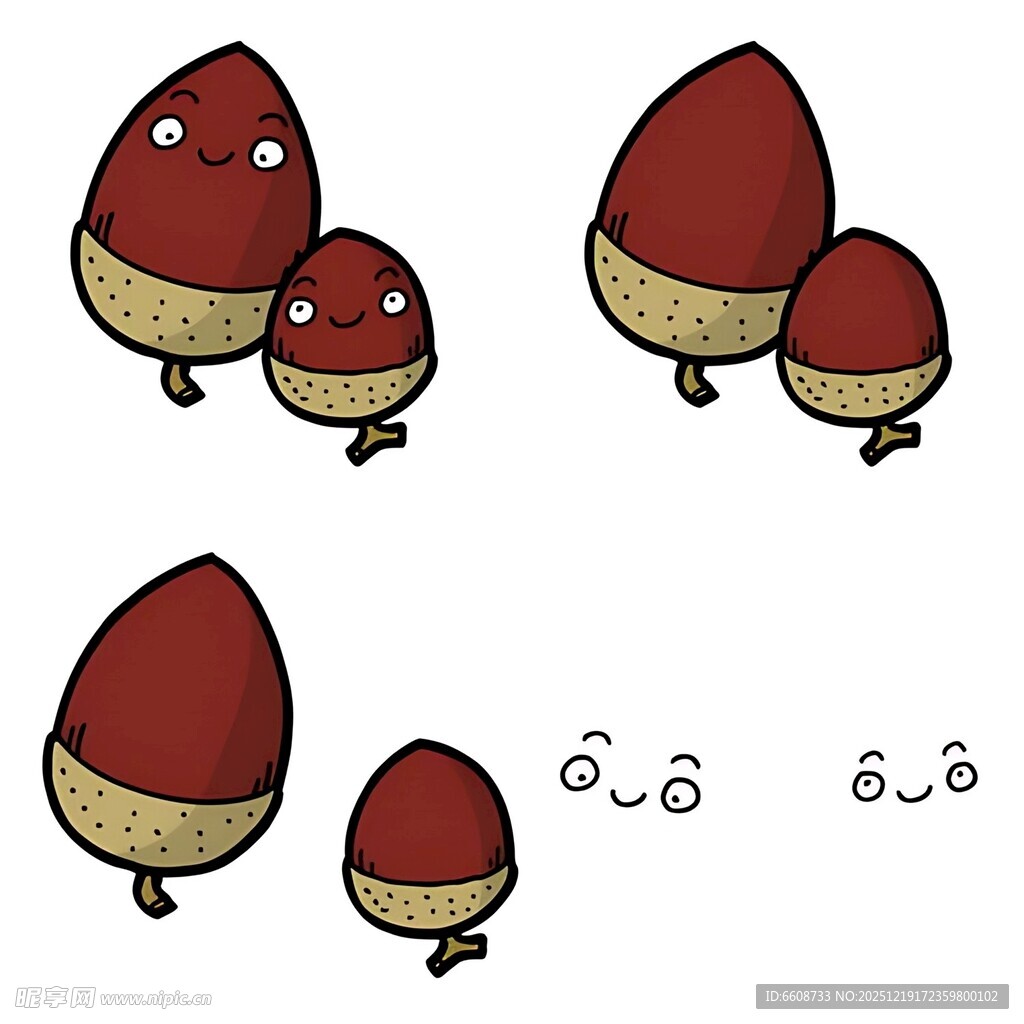 可爱卡通橡果表情图案