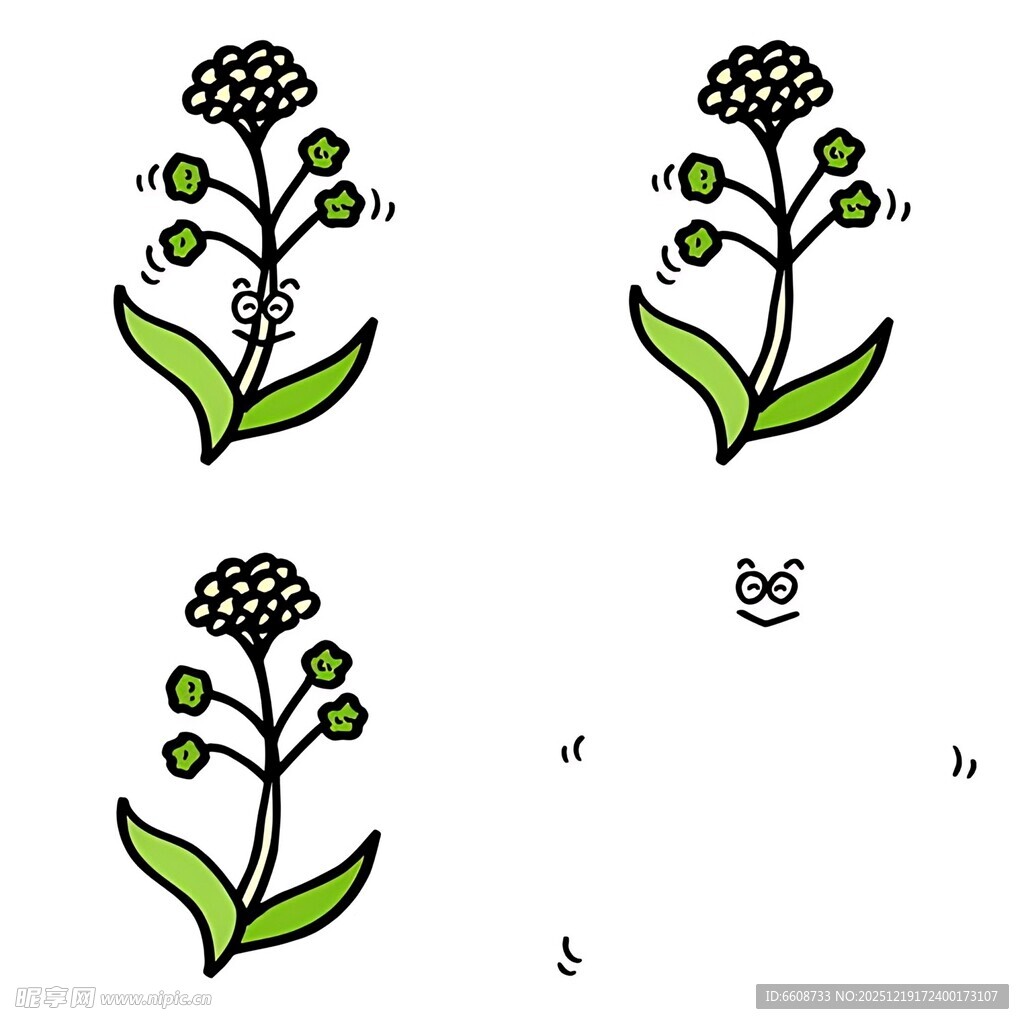 手绘清新植物花卉图案