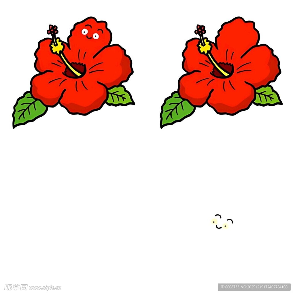 红色扶桑花图案纹身设计