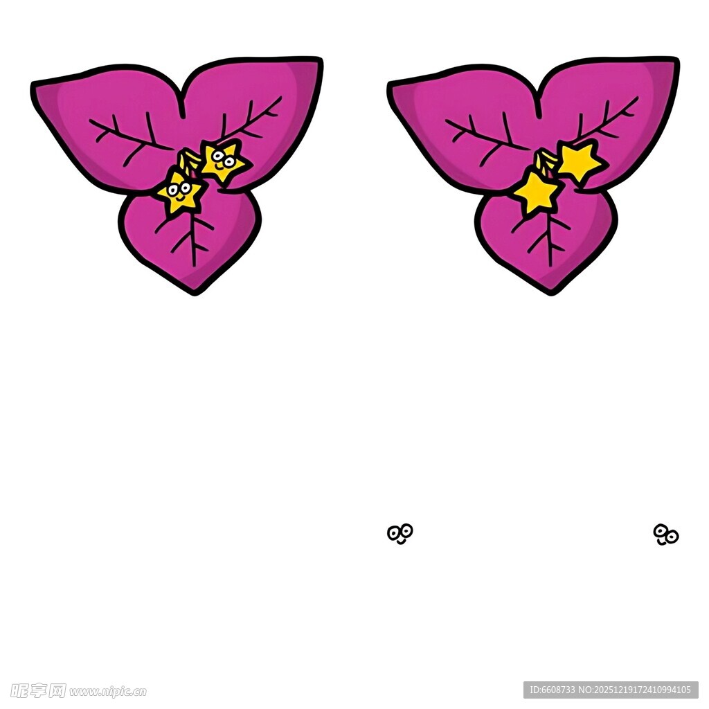 紫色花朵耳环图案设计