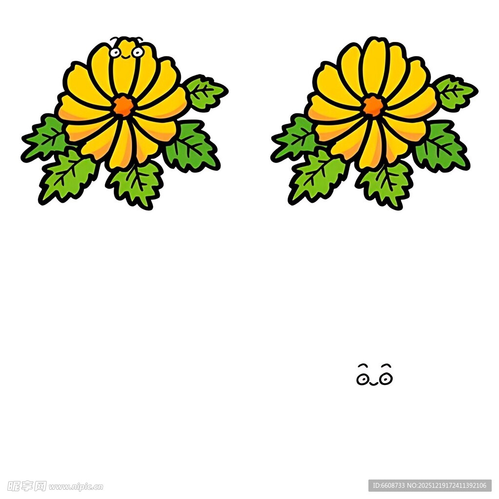 黄色花朵绿叶图案设计